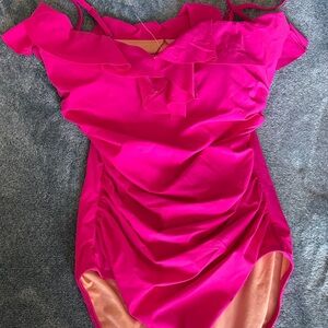 J. Crew Pink Ruffle One-Piece Swimsuit